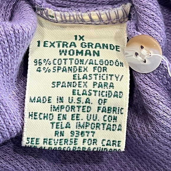 St. John’s Bay Purple Long Sleeve Henley Shirt Size 1X - Picture 5 of 10